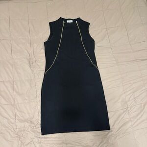 Calvin Klein Black Mini Dress with Gold Accents